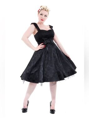 Hearts & Roses Retro Byzantine Dress in Black Size 10 NEW